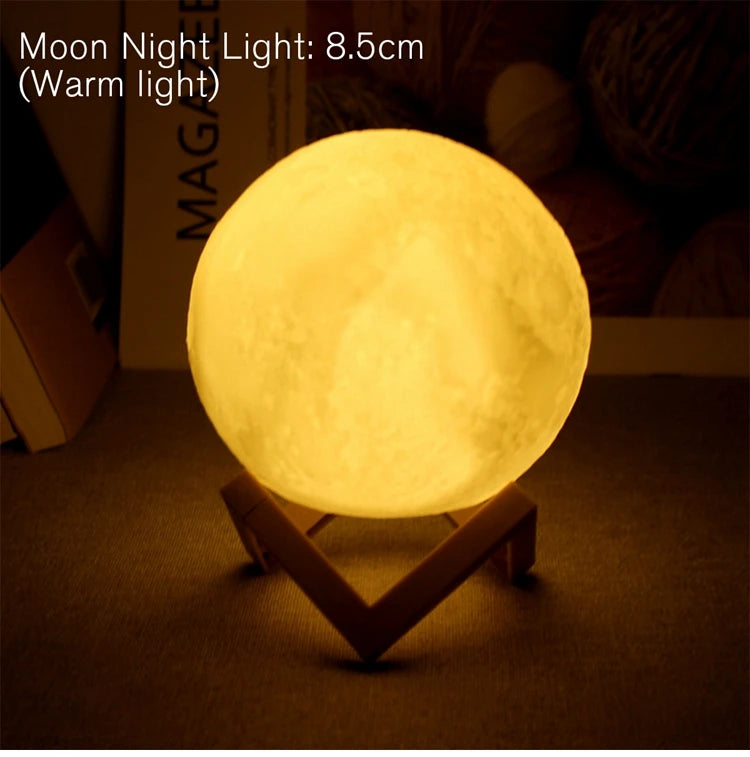 LunarBlend 3D Moon Lamp – 16-Color Touch & Remote LED Night Light