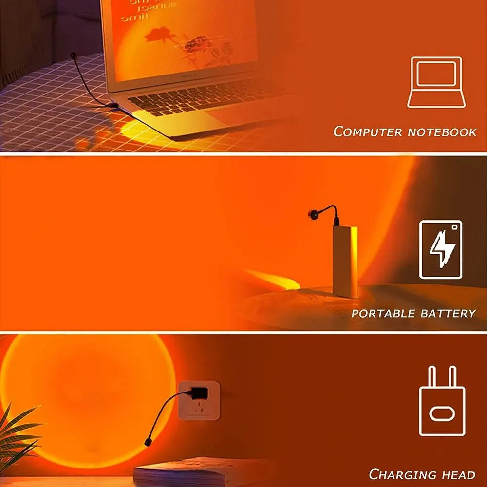 LunarBlend Sunset Ambient Lamp | Warm Sun Projection Mood Light