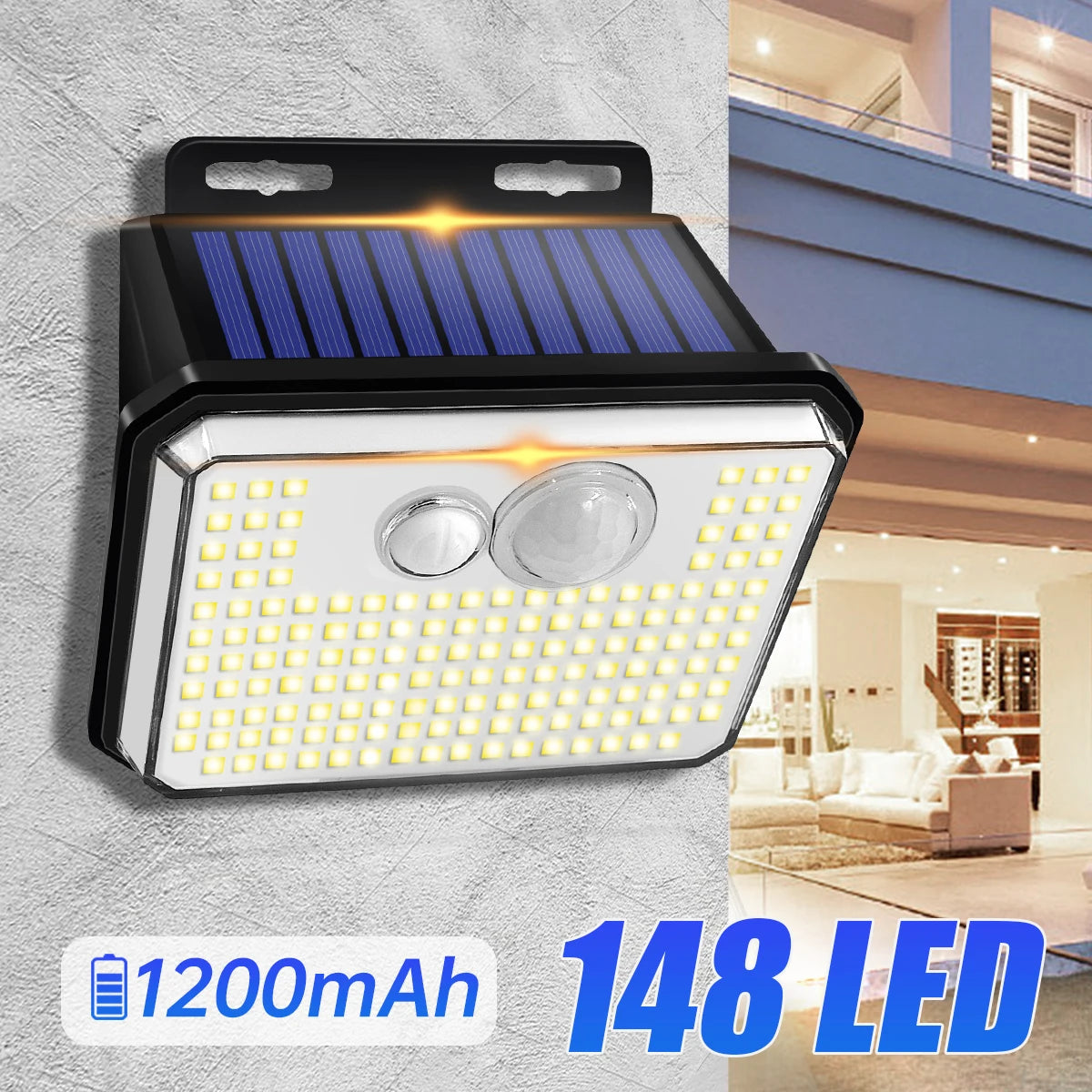 LunarBlend Solar Motion Sensor Light – 148 LED Waterproof Outdoor Security Lamp (IP65)