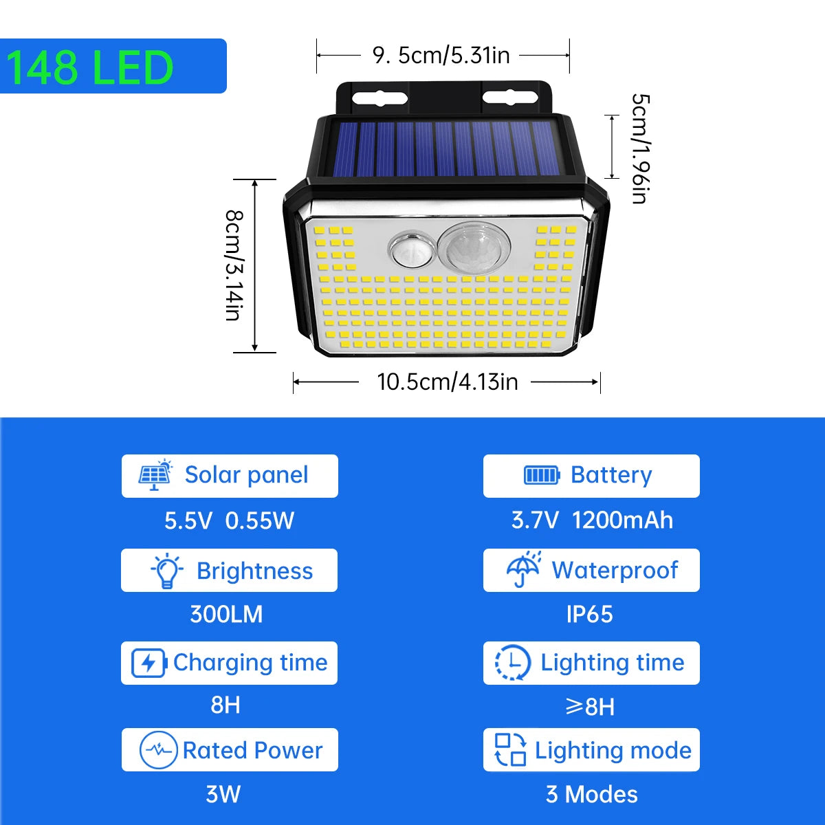 LunarBlend Solar Motion Sensor Light – 148 LED Waterproof Outdoor Security Lamp (IP65)