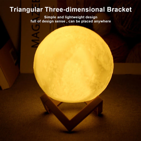 3D Moon Lamp – 2-Color Touch & Remote LED Night Light