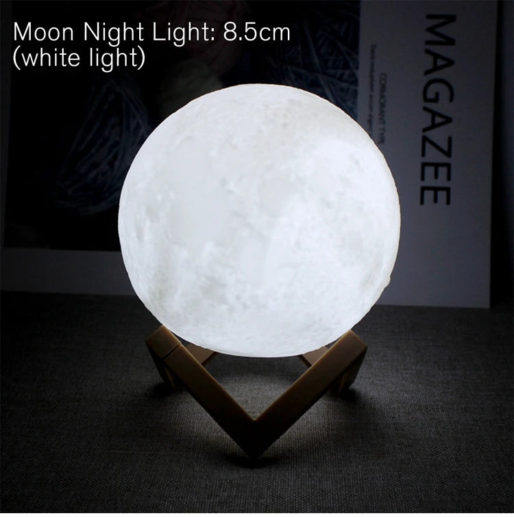 LunarBlend 3D Moon Lamp – 16-Color Touch & Remote LED Night Light