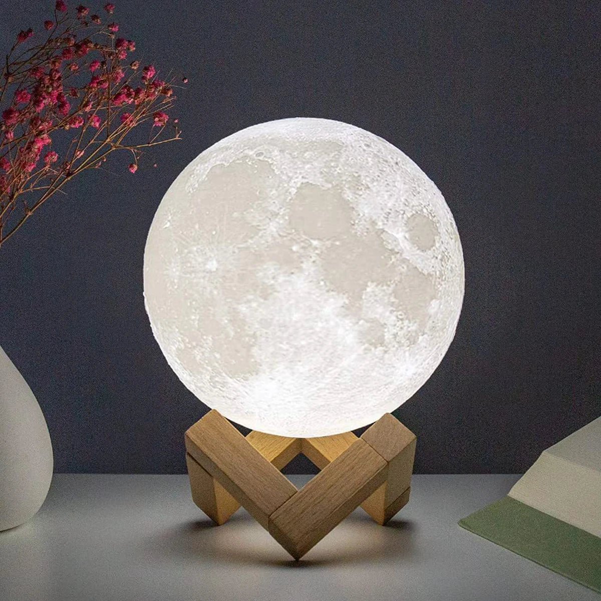 LunarBlend 3D Moon Lamp – 16-Color Touch & Remote LED Night Light