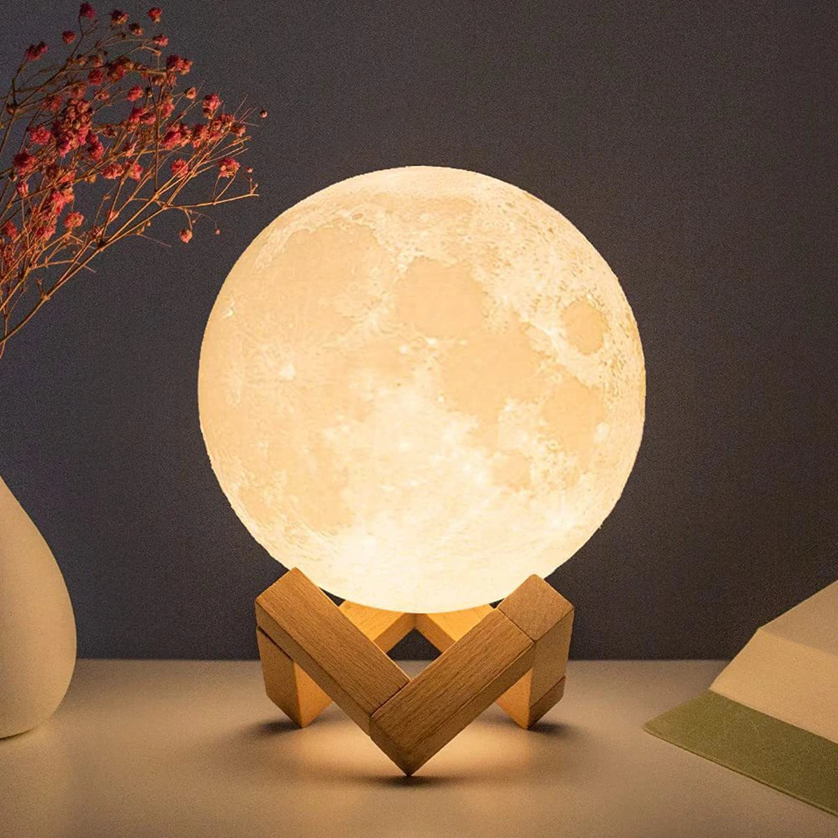 LunarBlend 3D Moon Lamp – 16-Color Touch & Remote LED Night Light